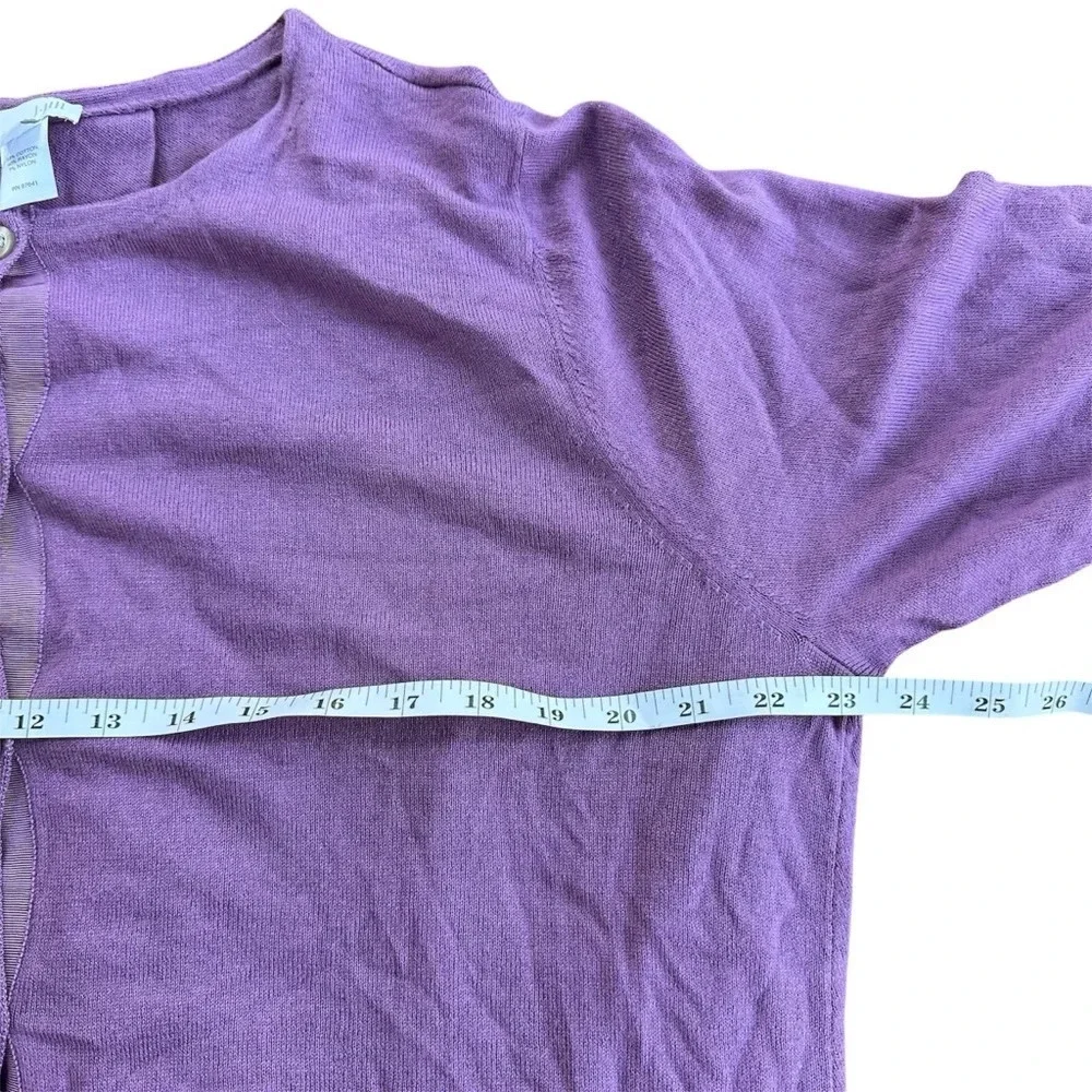 J. Jill Cardigan Sweater NWT Button Front Round Neck 3/4 Sleeves Violet XL Tall